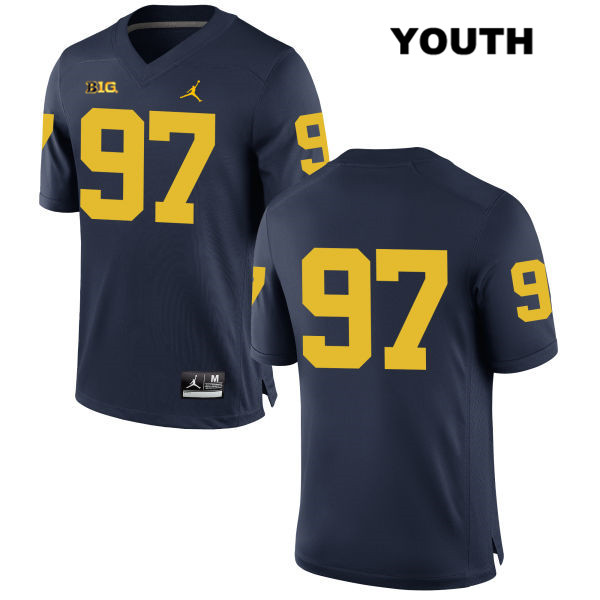 Youth NCAA Michigan Wolverines Aidan Hutchinson #97 No Name Navy Jordan Brand Authentic Stitched Football College Jersey VO25O71SC
